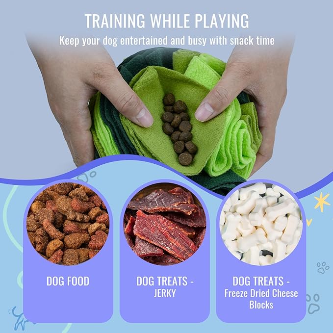 Pet Snuffle Ball, Puzzle Sniffing Interactive Dog Ball for Blind Dogs Training Stress Relief Dog Enrichment Toys Treat Machine Washable (20cm, Gradient Green)