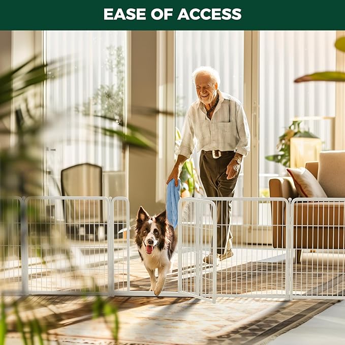 FXW Homeplus Unleashed Indoor Dog Playpen - Stress-Free and Safe Play, Heavy Duty 32 Inch 6 Wire Panels Dog Pen for Small and Medium Dogs, White│Patented