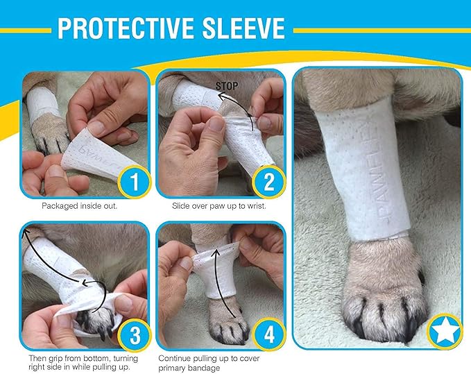 Protective Sleeve Tubular Cover - Bandages - for Dogs Cats & Other Pets First Aid Wound Care Non-Adhesive Disposable Breathable Water Resistant 7 Strips (yields 14-21 Covers) (Small 12pk)