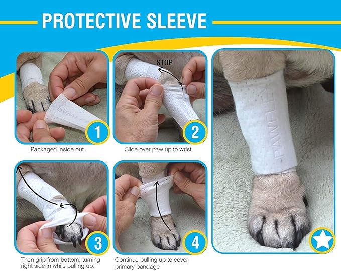 Protective Sleeve Tubular Cover - Bandages - for Dogs Cats and Other Pets First Aid Wound Care Comfortable Non-Adhesive Breathable & Water Resistant 12 Strips (yields 24-36 Covers)-(XX-Small)