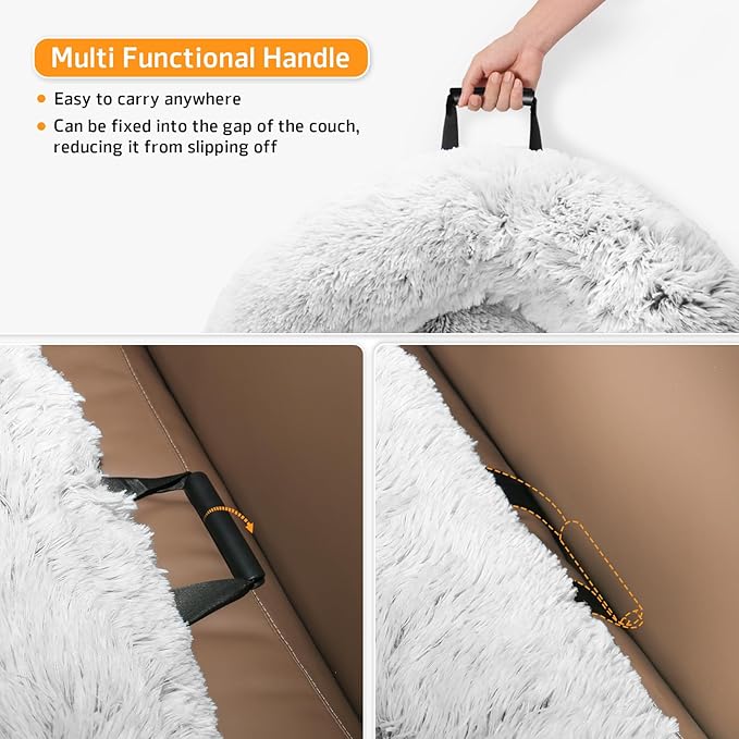 GGIB Calming Dog Bed Fluffy Plush Dog Mat for Furniture Protector with Removable Washable Cover for Large Medium Small Dogs and Cats (Extra Extra Large, Light Grey)