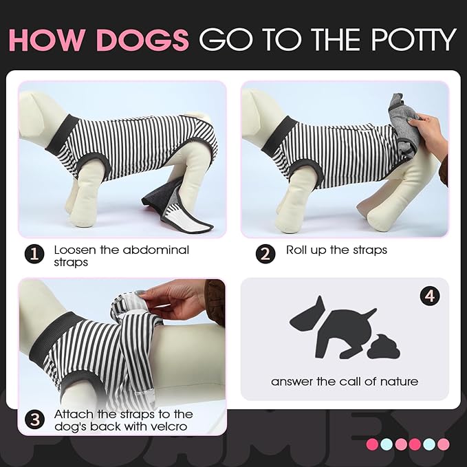 FUAMEY Dog Recovery Suit Male,Dogs Surgery Neuter Suits Puppy Spay Shirts for Female Protect Dog's Skin Anti Licking Abdominal Wounds Doggie Onesie Pet Bodysuit Alternative to Cone Gray Stripes XS