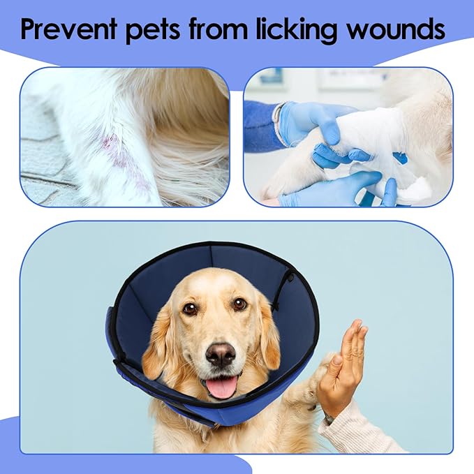 Small Dog Cone Collar, Adjustable Soft Dog Cone for Small Dogs to Stop Licking, Breathable Pet Recovery Cone for Small Male Female Dogs, Blue S