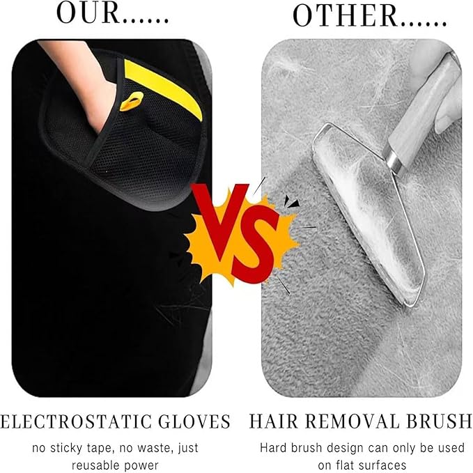 Whisker Gizmo Pet Hair Remover，Reusable Pet Hair Remover Glove，Pet Hair Removal Glove, Ultimate Pet Grooming Glove for Cats & Dogs - Dual-Sided Electrostatic Pet Hair Remover Mittens (3PCS)