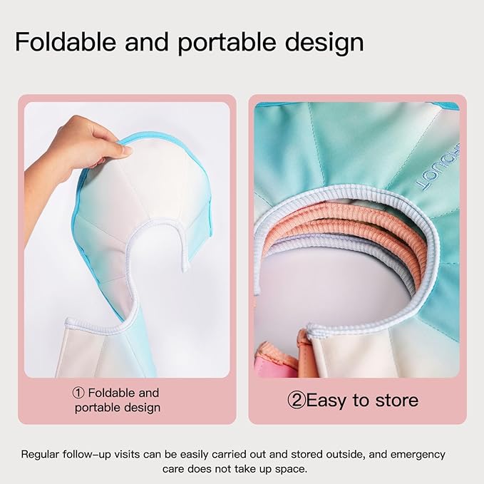 Touchdog Foldable Dog Cone Collar for Cats & Dogs - Adjustable Soft Recovery Collar with Waterproof PU Coating, Lightweight Design, 24.5cm/9.6in Wide Barrier (Blue Gradient Color, XS)