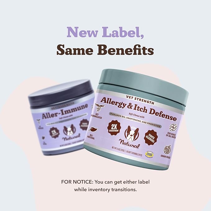 Natural Dog Company Aller Immune Chews 90 ct, Vet Strength High-Concentration Senior Dog Allergy Relief with 2.4X Colostrum, 2X Salmon Oil & 1.5X Probiotics, Supports Immune, Skin, Coat & Gut Health