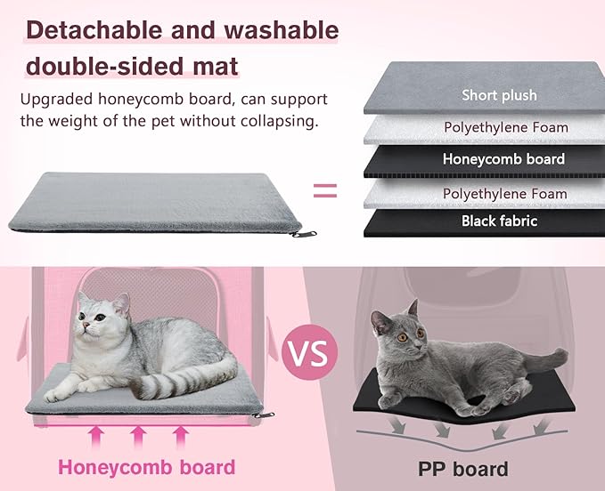 Pecute Cat Backpack Carrier, Expandable Cat Carrier Backpack with Breathable Mesh, Pet Carrier Backpack for Cats Small Dogs Puppies, Dog Backpack Carrier Great for Travel Hiking Camping Outdoor