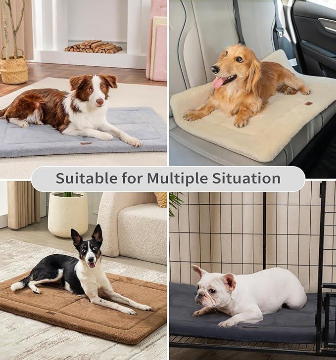 Made4Pets Dog Crate Pad Bed for Small Dogs, Washable & Reversible, Anti-Slip Kennel Mat for Cozy Sleeping, Soft Fluffy Dog Bed for Indoor & Outdoor Use, 24"x18", Dark Gray