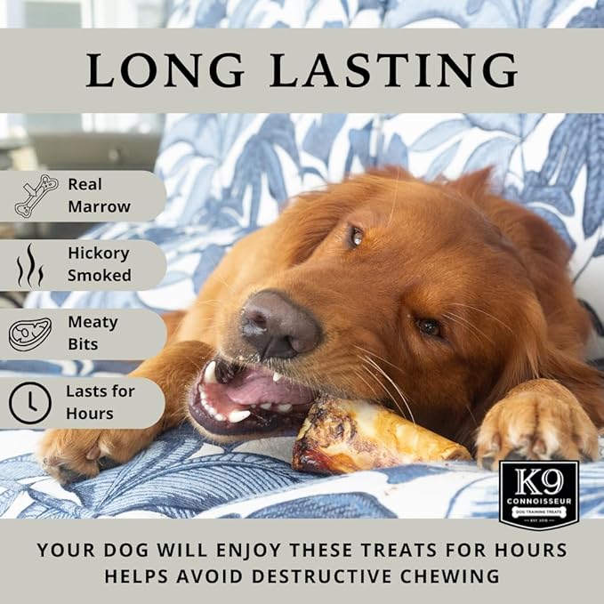 K9 Connoisseur Beef Marrow Dog Bones Long Lasting for Aggressive Chewers - USA Made Single Ingredient Dynamo Bone for Small and Medium Dogs Upto 50 Pounds - 6 Pack