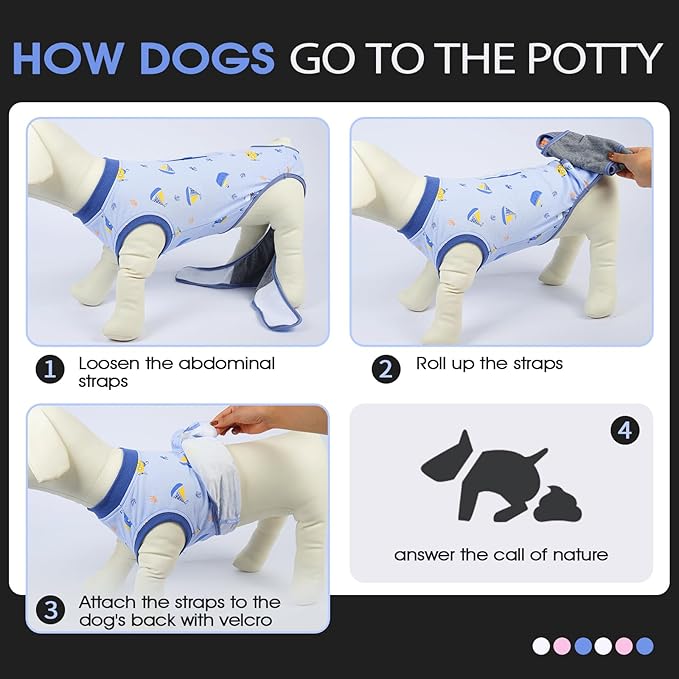 FUAMEY Recovery Suit for Dogs After Surgery,Soft Breathable Dog Bodysuit E-Collar & Cone Alternative Surgical Suit,Male Female Dog Neuter Spay Suits Anti Licking Wounds Onesie Blue Boat M