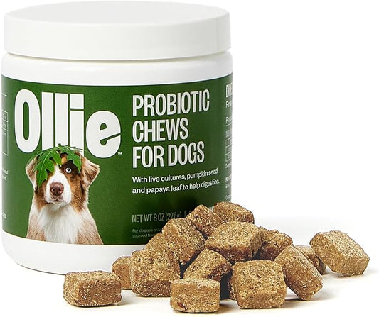 Ollie Belly Rubs, Probiotic Dog Chews, Digestive Health, Natural Ingredients, for Upset Stomach Relief, Appx. 60 Count