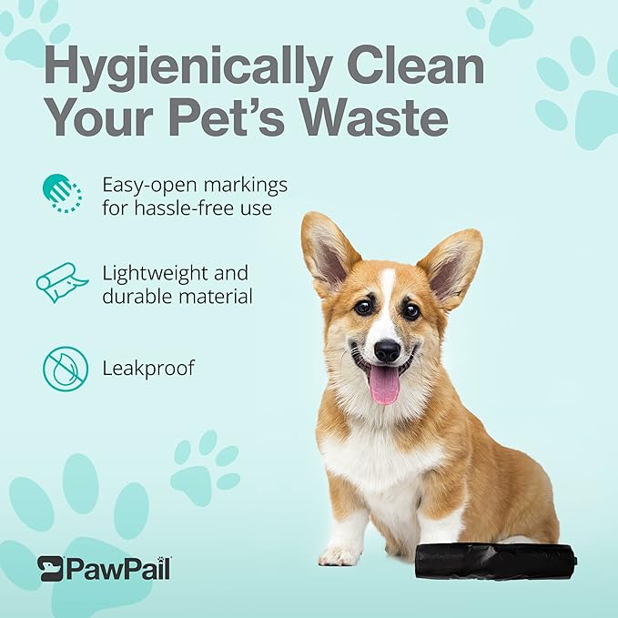 PawPail Trash Can Liners, Dog Poop Disposal Bags, 100% Recycled Plastic, Floral Scented, for PawPail Pet Waste Station, Cat Litter Box, or Outdoor Trash Can | 1 Roll of 20 Large Size Bags