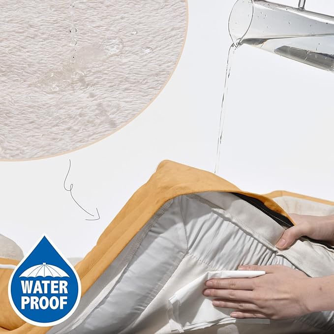 Comfort Expression Jumbo Dog Beds Orthopedic Foam, Waterproof Dog Beds for Jumbo Breed Dogs, PV Washable Dogs Sofa Couch with Removable Cover & Non-Slip Bottom(Khaki)