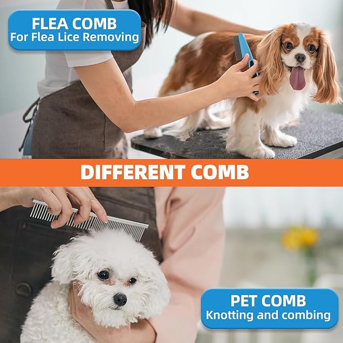 Dog Brush for Shedding,9 PCS in One Pet Slicker Hair Brush Kit with Pet Nail Clipper and File - Dog Cat Grooming Deshedding Undercoat Rake Brush Comb for All Small Large Dogs Cats Blue