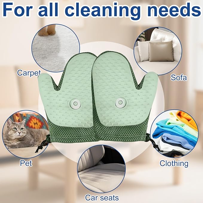 Pet Hair Remover Glove, All-in-One Grooming Mist Glove for Pets, Upgrade Efficient Pet Hair Remover Electrostatic Gloves Grooming Spray Comb, Gentle Deshedding Efficient for Dogs & Cats (Green)