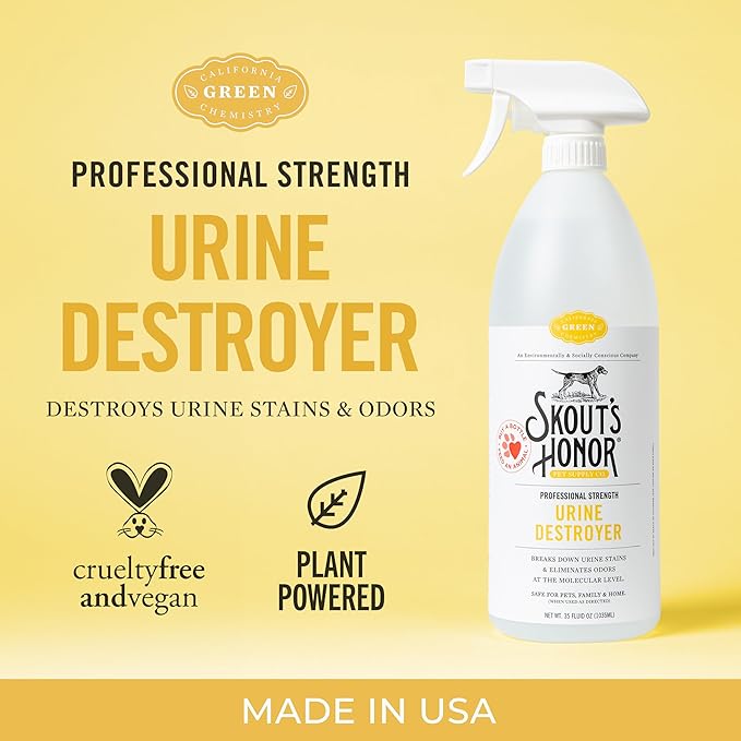 Skout's Honor Dog Urine Destroyer, Professional Strength, Plant-Powered, Cruelty-Free Urine Eliminator for Carpets and Indoor Living Spaces, 35 oz