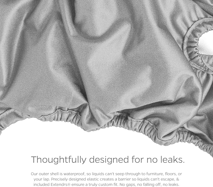 Pet Parents® Washable Dog Diapers (3pack) + Extendrs® of Durable Doggie Diapers, Premium Dog Diapers Female (X-Small, Natural)