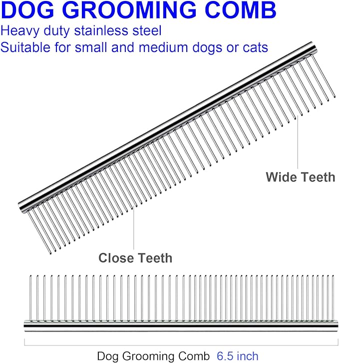 Professional Dog Grooming Scissors Kit, Titanium Coated Dog Scissors for Grooming, Grooming Shears Kit - Thinning, Curved Scissors and Comb for Dog Cat Pet (Blue 4 in 1)