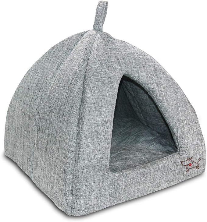Pet Tent-Soft Bed for Dog and Cat by Best Pet Supplies - Gray Linen, 16" x 16" x H:14"