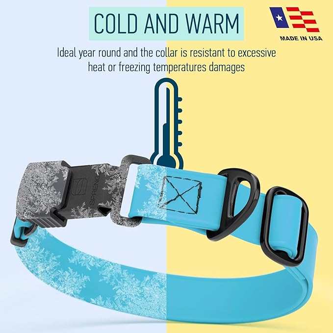 Dogline Biothane Waterproof Dog Collar with Herm Sprenger Black Stainless Steel Quick Release Buckle – Heavy Duty Tactical Durable Collar for Dogs – Comfortable and Safe Pet Collar W1 L15-25 SkyBlue