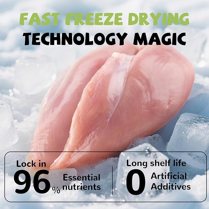 Freeze Dried Chicken for Dogs Cats, High Protein Raw Dog Food Topper, Single Fresh Ingredient Treats, 4.6oz, Rawhide Free