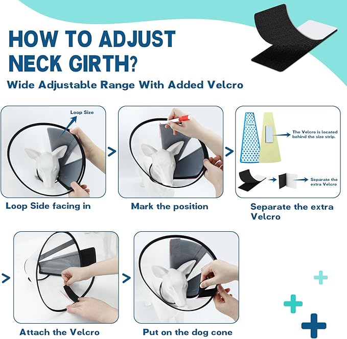 Supet Adjustable Dog Cone Collar After Surgery to Stop Licking,E Collar for Medium Small Dogs, Pet Recovery Collar & Cone,Plastic Cone of Shame for Dogs, Dog Head Neck Cone (S-)