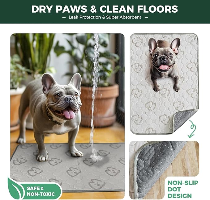 FXW Washable Pee Pads for Dogs, Puppy Pads with Super Absorbent, Specifically Designed for 36inch Cages, 35" × 23" Rectangle, Khaki, 1 Pack