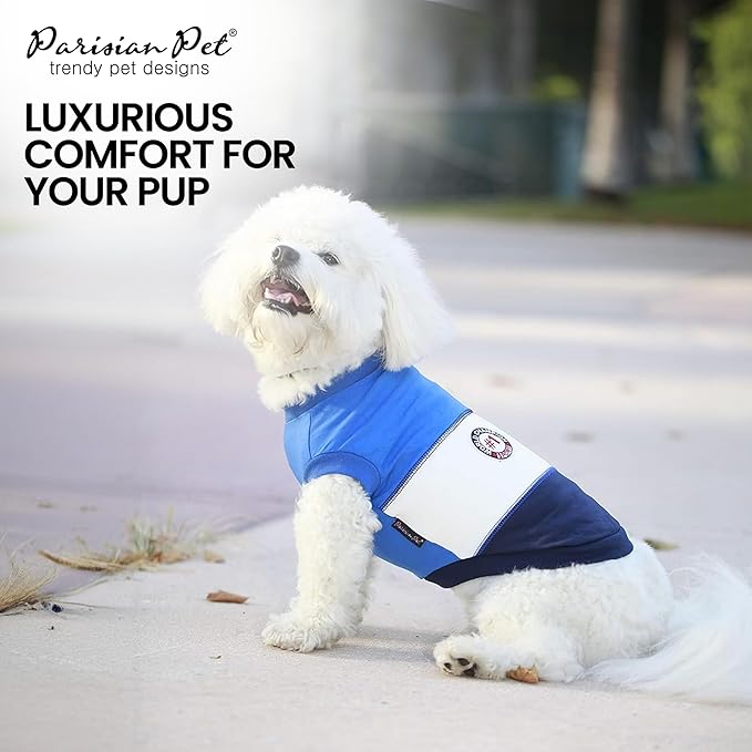 Parisian Pet Embroidered 'Worlds Champion' Dog Shirt - Lightweight Sleeveless Color Block Tee - Machine Washable for Small Dogs