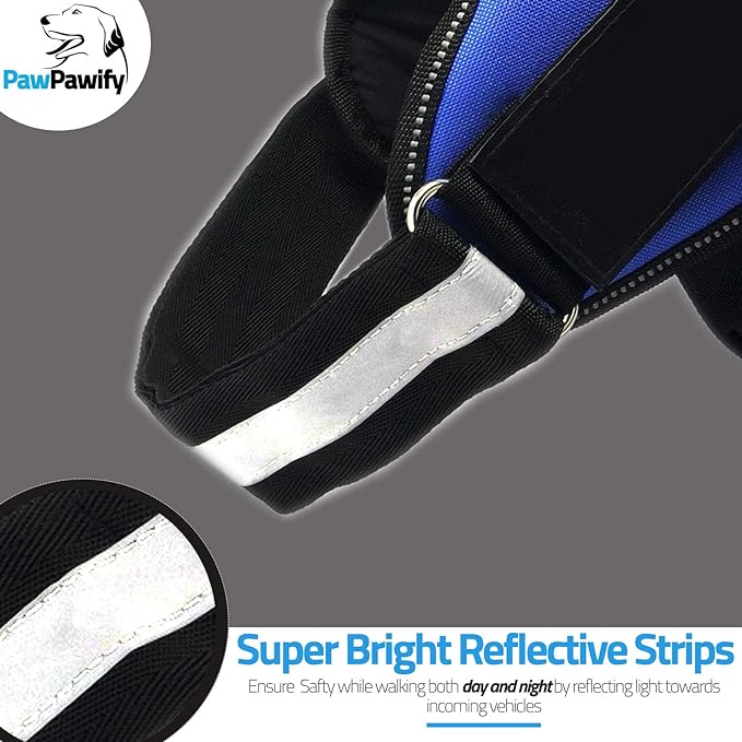 PawPawify Custom No Pull Dog Harness with Name and Phone Number, Heavy Duty Personalized Pet Vest to Prevent Tugging, Pulling, or Choking, Training and Walking (Pink, XS (5-9LBS))