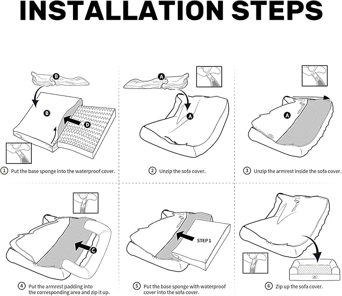 Hollypet Orthopedic Dog Bed for Large Dogs, Supportive Foam Pet Couch with Removable Washable Cover and Non-Slip Bottom, Waterproof Lining Sofa Bed, Khaki, L (36 * 26 * 8)