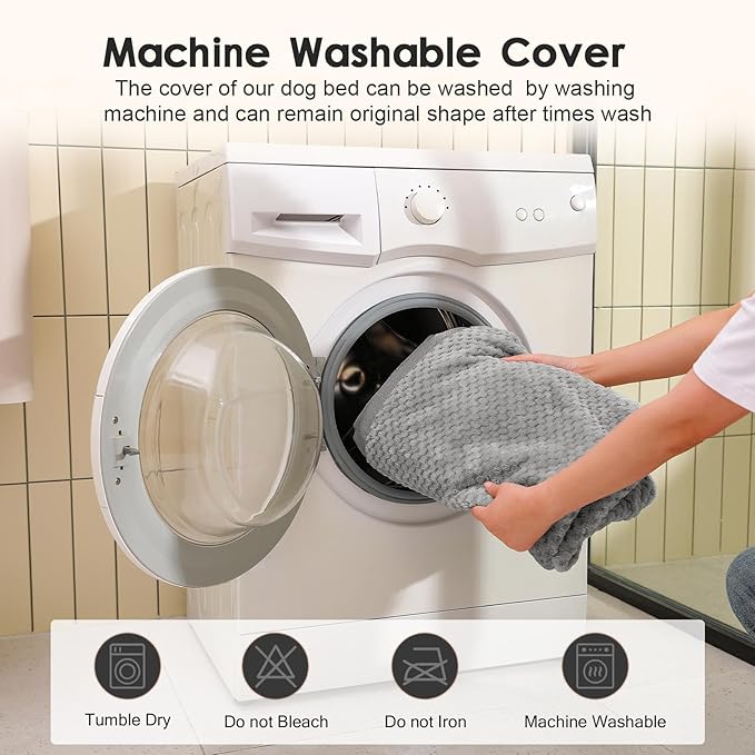 Orthopedic Dog Beds Large Sized Dog, 3 Inch Memory Foam Pet Bed for Medium and Large Dogs, Washable Removable Cover, Nonskid Bottom, Waterproof, 44x32 Inches XXL Light Grey