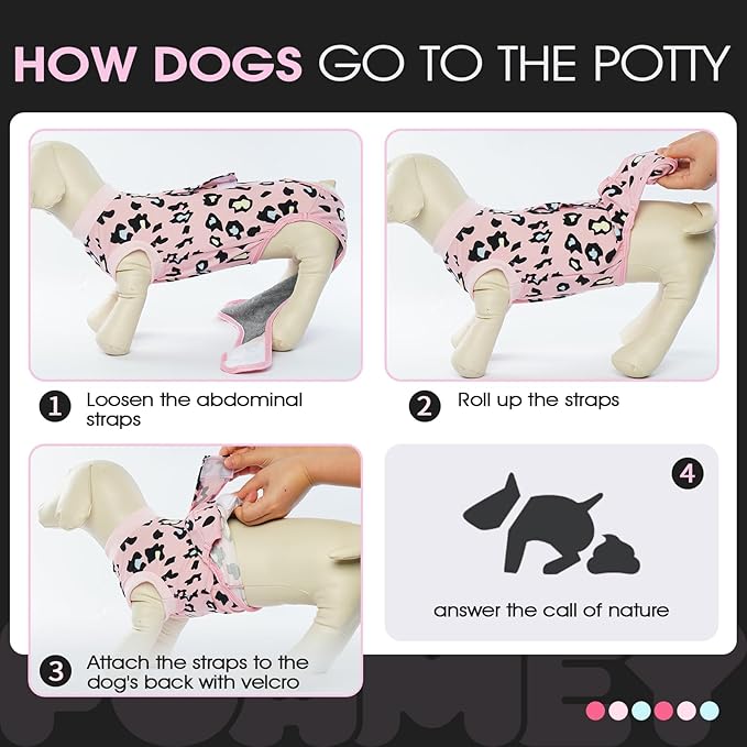 FUAMEY Recovery Suit for Dogs After Surgery,Soft Breathable Dog Bodysuit E-Collar & Cone Alternative Surgical Suit,Male Female Dog Neuter Spay Suits Anti Licking Wounds Onesie Pink Leopard S