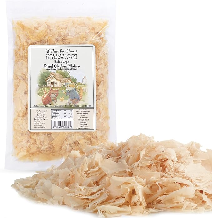 Purrfectpaws Premium Dried Chicken Flakes: Delicious Treats for Dogs & Cats - All-Natural and High in Protein - 4oz Bag