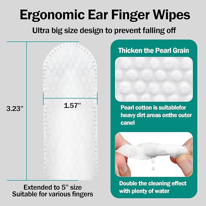 Portable Dog Ear Cleaner Wipes Grooming Kit Care for Dogs & Cats Pet Ear Relief Gently Remove Ear Wax Debris and Smelly 20 Pcs Unscented