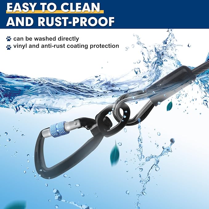 Snagle Paw Dog Tie Out Cable 30FT-1000LBS Break Strength,Heavy Duty Dog Leads for Yard with Shock Absorbing Spring & Swivel Hook,Long Leash Cable for Outdoor Tethering,Dog Line for Small Large Dogs
