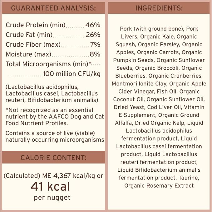 Primal Freeze Dried Raw Dog Food Nuggets, Pork, Complete & Balanced Meal, Also Use as Topper or Treat, Premium, Healthy, Grain Free, High Protein Raw Dog Food, 14 oz