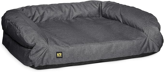 K9 Ballistics Tough Bolster Orthopedic Sofa Dog Bed with Removable Washable Cover - Durable, Water Resistant with Nonskid Bottom - Small, Titanium Premium Finish