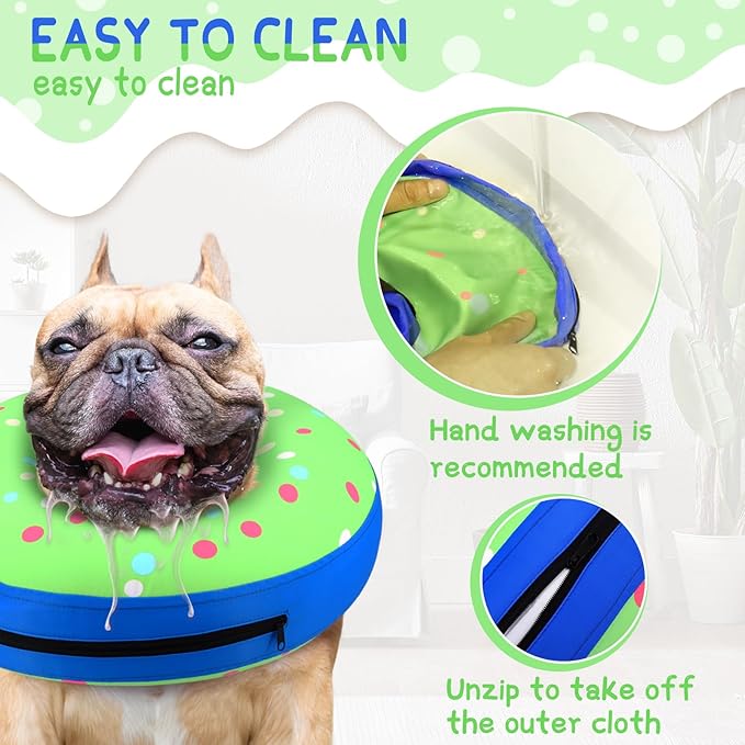 Supet Inflatable Dog Cone Collar for Small Dogs Puppies Cats, Soft Dog Cone Alternative After Surgery for Puppies Cats to Stop Licking