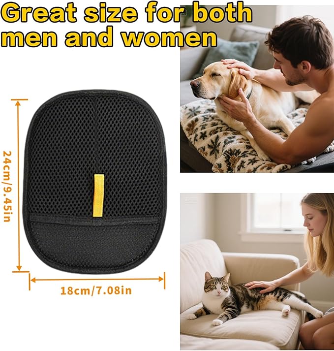 Pet Hair Remover Gloves, Reusable Electrostatic Cat Dog Pet Hair Removal Glove, Whashable Static Cat Grooming Gloves for Furniture, Carpet, Couch, Car Seat