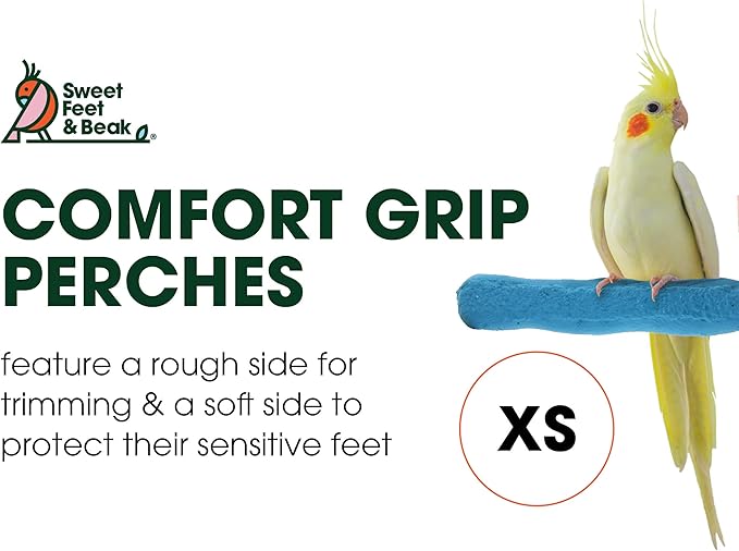 Comfort Grip Safety Perch for Bird Cages - Pedicure Perch for Birds to Keep Nails and Beaks in Top Condition - Safe Easy to Install Bird Cage Accessories - X-Small 4.5"
