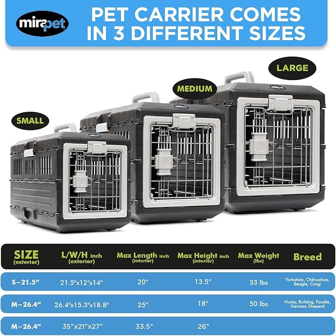 USA Pet Carrier & Crate 21'' - Premium Collapsible Design for Cats and Dogs - Portable Kennel for Small Pets - Indoor/Outdoor - 360-Degree Ventilation & Hard Plastic Wall Protection