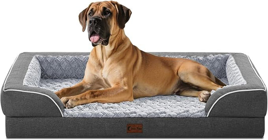 Orthopedic XXL Dog Bed for Extra Large Dogs, Waterproof Memory Foam Dog Beds with Sides, Egg-Crate Foam and Non-Slip Bottom Big Dogs Beds with Washable Removable Cover(XX-Large,Dark Grey)
