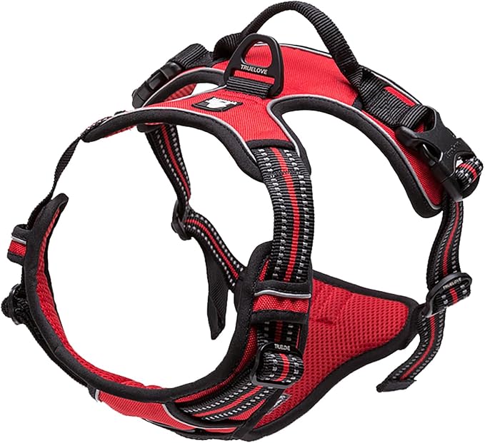 TRUE LOVE Adjustable No-Pull Dog Harness Reflective Pup Vest Harnesses Comfortable Control Brilliant Colors Truelove TLH5651(Red,S)