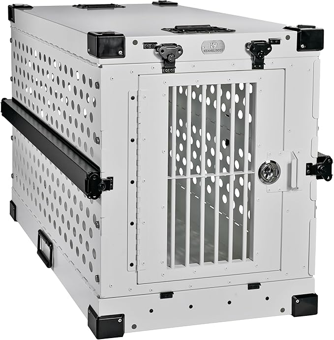 Heavy Duty Fully Collapsible Powder-Coated Aluminum Dog Crate - Medium (White)