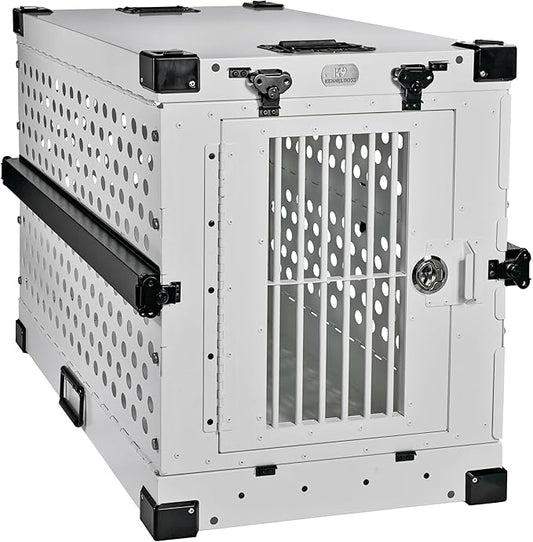 Heavy Duty Fully Collapsible Powder-Coated Aluminum Dog Crate - Medium (White)