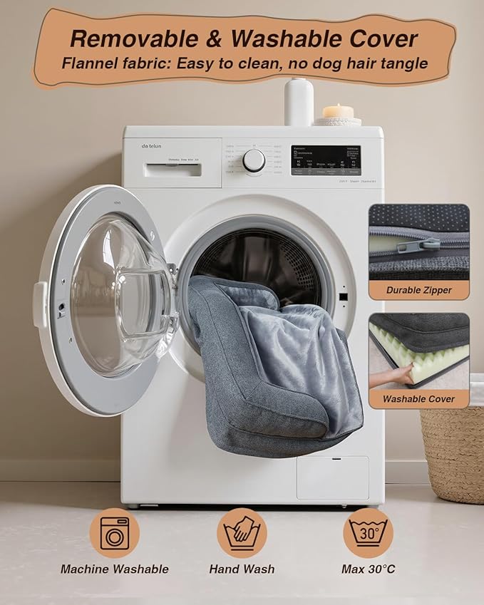 KSIIA Orthopedic Dog Bed for Extra Large Dog，Washable Pet Sofa with U-Shaped Bolster Removable Waterproof Cover Non-Slip Bottom and Egg-Crate Orthopedic Foam Pet Couch Bed, 53 x 36 Inch, Dark Gray