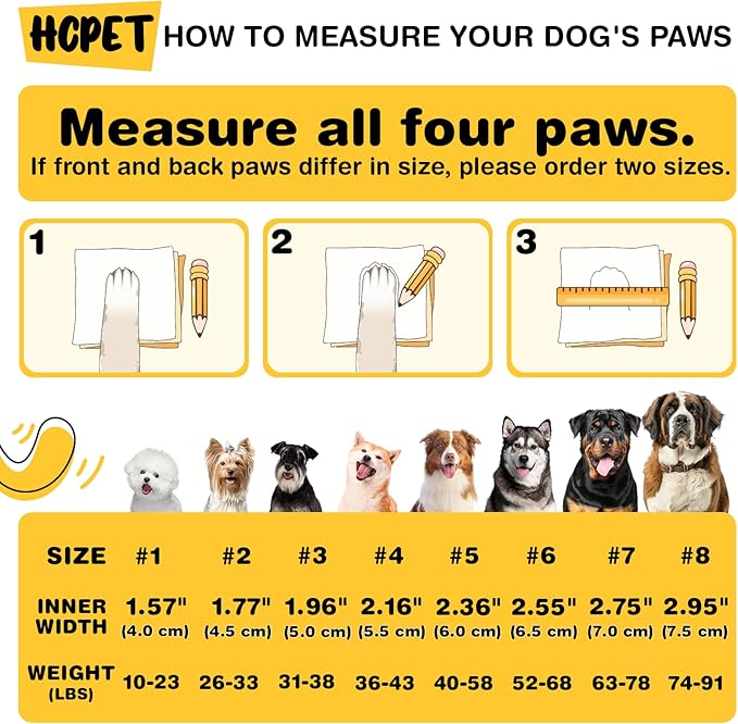 Hcpet Dog Shoes, Dog Boots for Large Dogs, Waterproof Dog Booties Paw Protector for Summer Hot Pavement, Winter Snowy Day, Outdoor Walking, Indoor Hardfloors Anti Slip Sole Pink Size 8