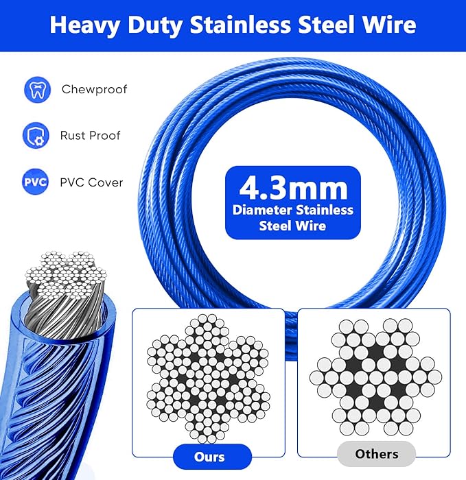 Heavy Duty Dog Tie Out Cable and Stake,30FT Rust Proof Dog Leads Cable for Yard with Swivel Hook,360°Swivel Spiral Dog Stake&Chain Up to 200 lbs,Removable Ground Anchor for Outdoor Beach Camping