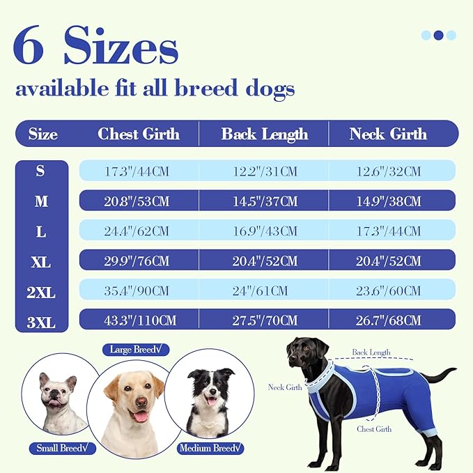 ROZKITCH Dog Surgery Leg Sleeve Rear Legs, Male Female Pet Prevent Licking Wound Elbow Knee Protector, Dog Recovery Suit Cone Collar Alternative Pants Shirt for Wound Heal Wrap Blue S