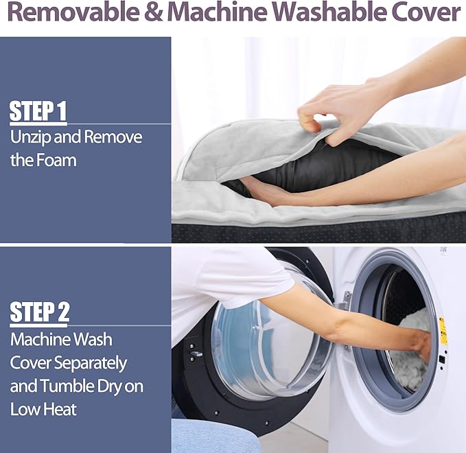 Orthopedic Dog Beds for Large Dogs, Waterproof Dog Beds, Memory Foam Dogs Couch Beds, Comfy Bolster Pet Bed with Removable Washable Cover, Nonskid Bottom (Large,Grey White)